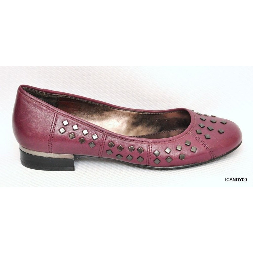 Isola ALETTA Studded Leather Flat Ballet Slip-On Shoe Violet 6 New